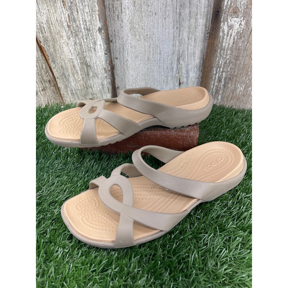 CROCS Meleen Twist Slide Tan Beige Neutral Sandals Women's 9